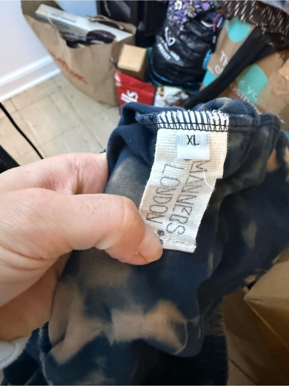 Manners London Navy Blue Tie Dye Jogger Sweatpants - Picture 3 of 4